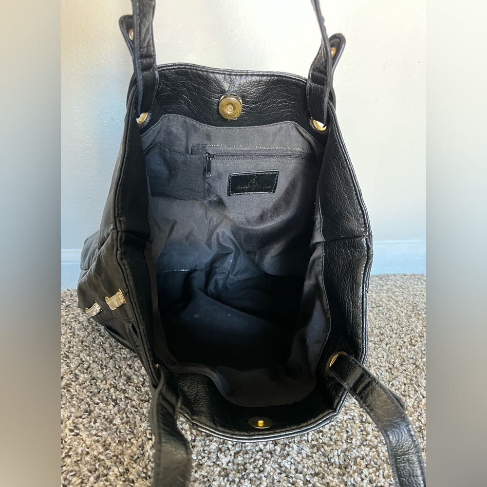 Y2K Baby Phat Purse Black Gold Plated Faux Leather Snakeskin Grunge Shoulder Bag - Picture 6 of 8
